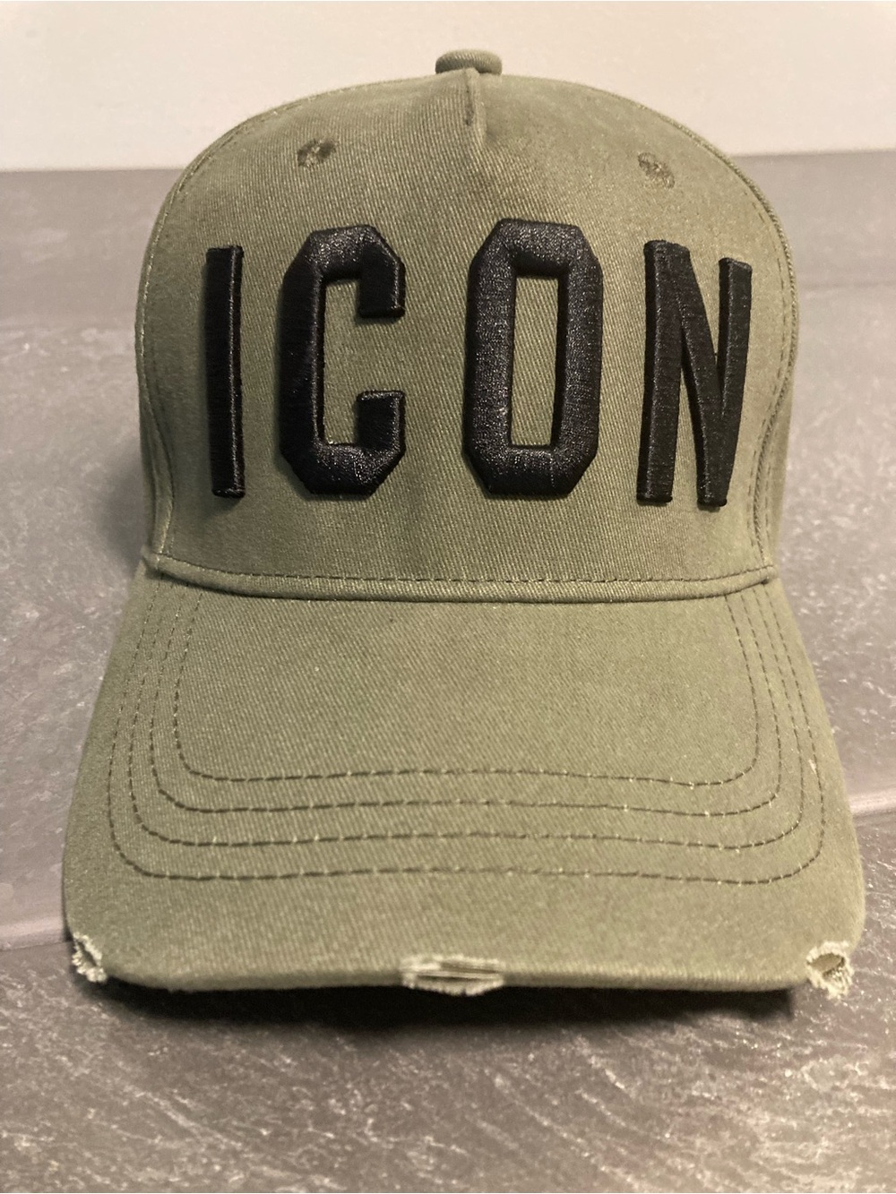 DSQUARED2 Olive Green Baseball Cap with Black ICON Patch